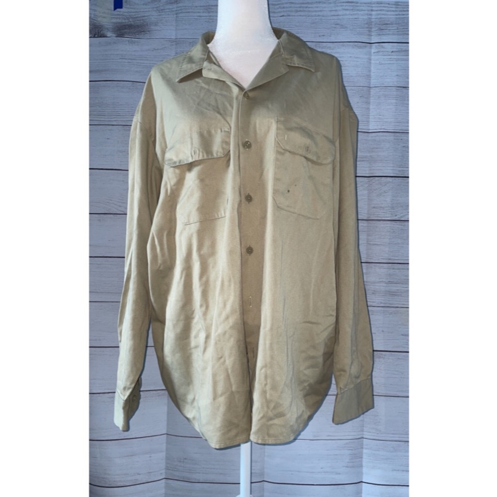 NWOT MENS Tan Long Sleeve Dickies Collared Shirt